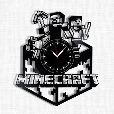 Настінний вініловий годинник Minecraft, діаметр 30см Vinyl-Clock-Minecraft-1 фото
