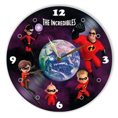 Настінний вініловий годинник Суперсімейка, діаметр 30см UF-Clock-C-Incredibles-1 фото