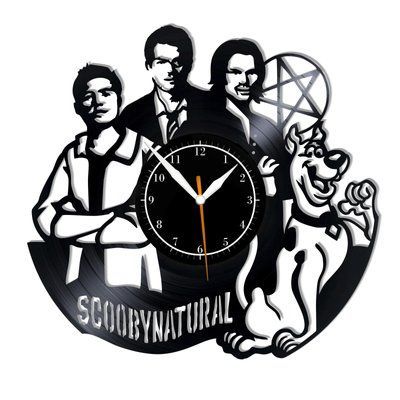 Настінний вініловий годинник Скубі Надприродне, діаметр 30см Vinyl-Clock-M-Scoobynatural-1 фото