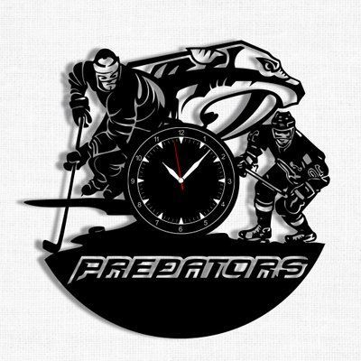 Настінний вініловий годинник Нашвілл Предаторз, діаметр 30см Vinyl-Clock-Nashville Predators-1 фото