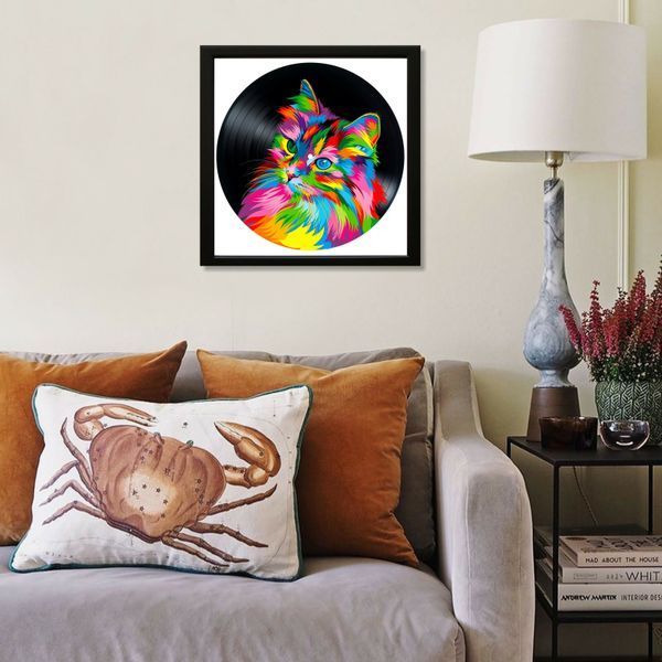 Vinyl Record Decor in a Wooden Frame Cats 14" 63-4-1 photo