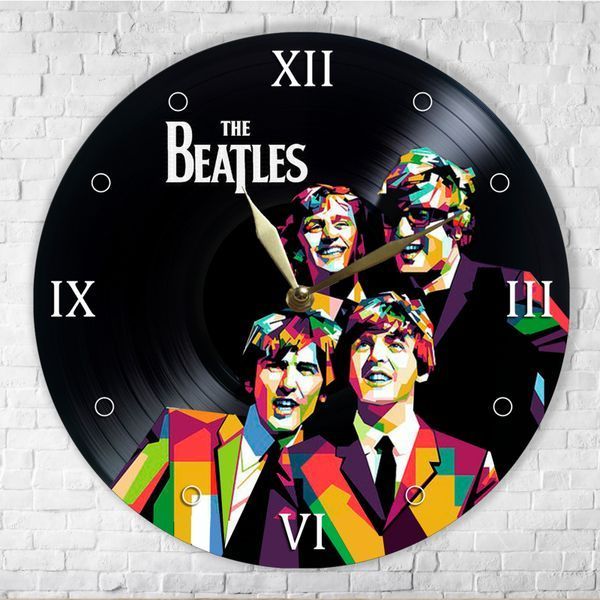 Настінний вініловий годинник The Beatles, діаметр 30см UF-Clock-The Beatles-2 фото