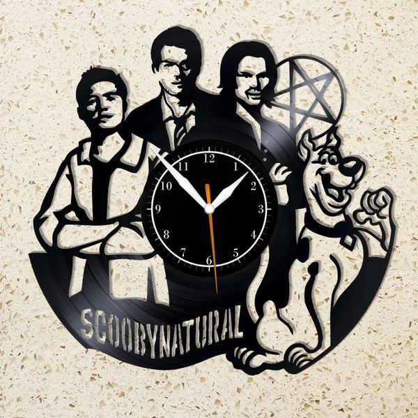 Настінний вініловий годинник Скубі Надприродне, діаметр 30см Vinyl-Clock-M-Scoobynatural-1 фото