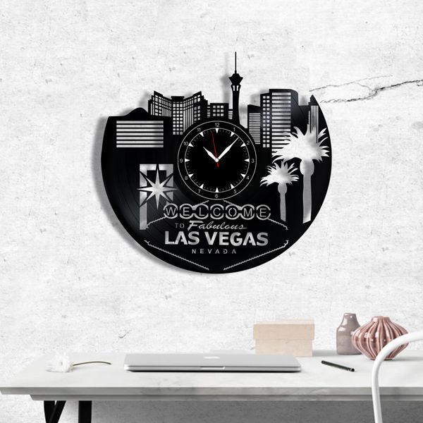 Wall Vinyl Record Clock Las Vegas 12" 28-1-1 photo