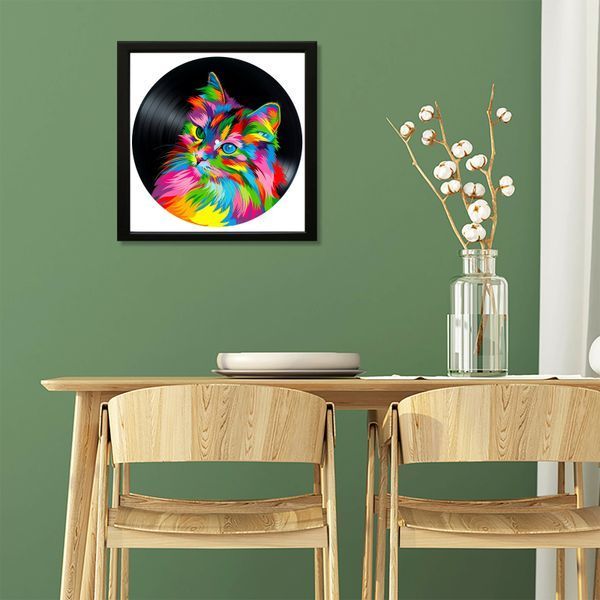 Vinyl Record Decor in a Wooden Frame Cats 14" 63-4-1 photo