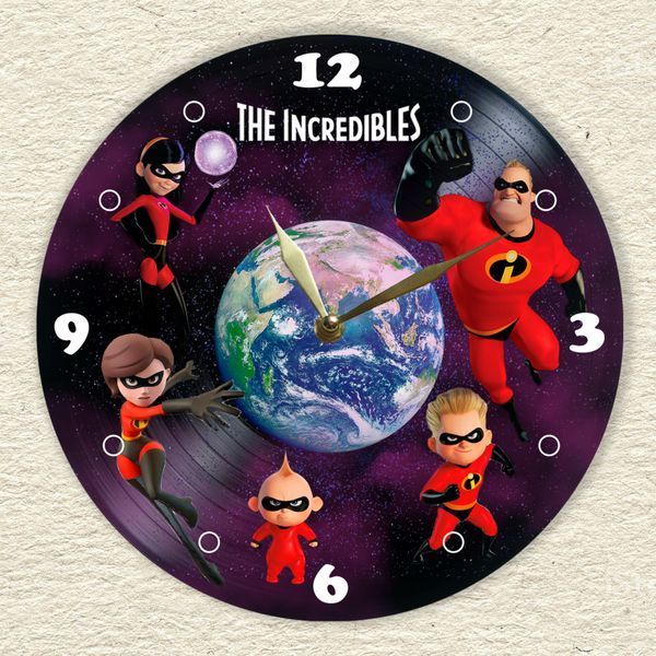 Wall Vinyl Record Clock Incredibles 12" UF-Clock-C-Incredibles-1 photo