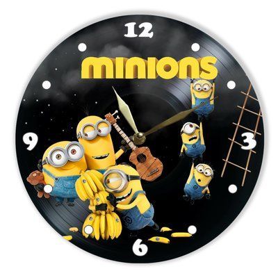 Настінний вініловий годинник Посіпаки, діаметр 30см UF-Clock-C-Minions-5 фото