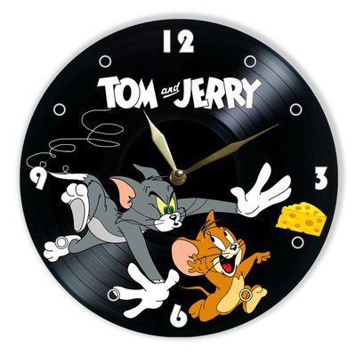 Настінний вініловий годинник Том і Джеррі, діаметр 30см UF-Clock-C-Tom and Jerry-1 фото