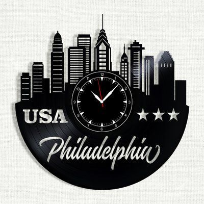 Wall Vinyl Record Clock Philadelphia 12" 32-1-1 photo