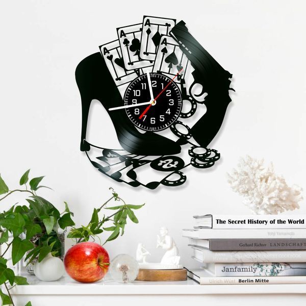 Wall Vinyl Record Clock Poker 12" 122-1-1 photo