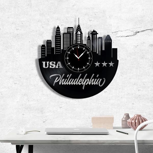 Wall Vinyl Record Clock Philadelphia 12" 32-1-1 photo