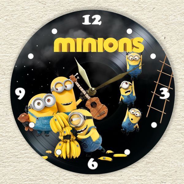 Настінний вініловий годинник Посіпаки, діаметр 30см UF-Clock-C-Minions-5 фото