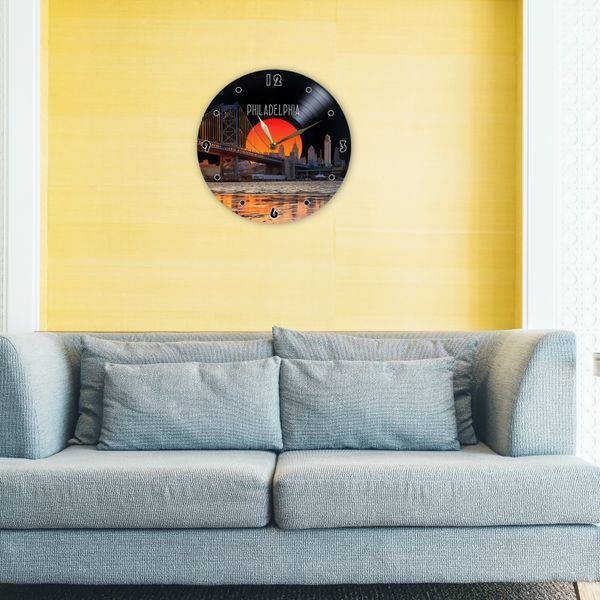 Wall Vinyl Record Clock Philadelphia 12" 32-2-1 photo
