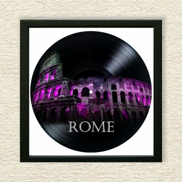 Vinyl Record Decor in a Wooden Frame Rome 14" 17-4-1 photo