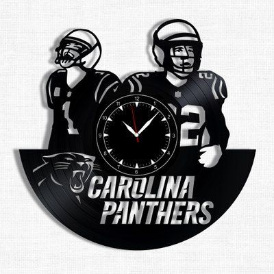 Настінний вініловий годинник Кароліна Пантерс, діаметр 30см Vinyl-Clock-Carolina Panthers-1 фото