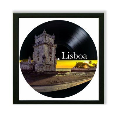 Vinyl Record Decor in a Wooden Frame Lisbon 14" 19-4-1 photo