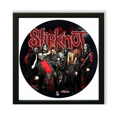 Настінний вініловий декор в дерев'яній рамці Slipknot, розміром 36см 577-4-1 фото