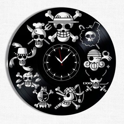 Настінний вініловий годинник One Piece Jolly Roger, діаметр 30см Vinyl-Clock-One Piece Jolly Roger-1 фото