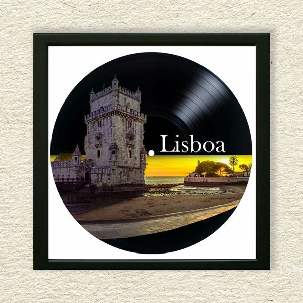 Vinyl Record Decor in a Wooden Frame Lisbon 14" 19-4-1 photo