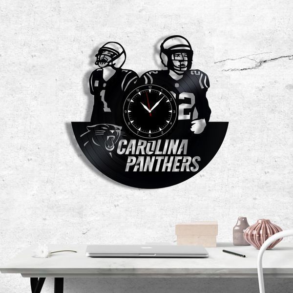 Настінний вініловий годинник Кароліна Пантерс, діаметр 30см Vinyl-Clock-Carolina Panthers-1 фото