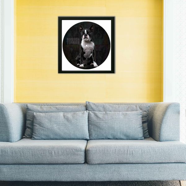 Vinyl Record Decor in a Wooden Frame Boston Terrier 14" UF-Frame-Boston Terrier-1 photo