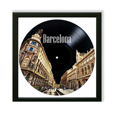 Vinyl Record Decor in a Wooden Frame Barcelona 14" 20-4-1 photo