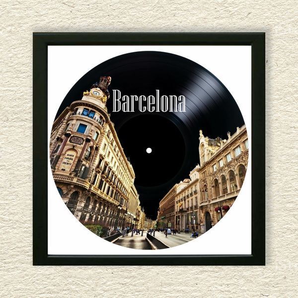 Vinyl Record Decor in a Wooden Frame Barcelona 14" 20-4-1 photo