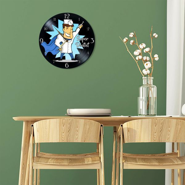 Wall Vinyl Record Clock Dentist 12" 98-2-1 photo
