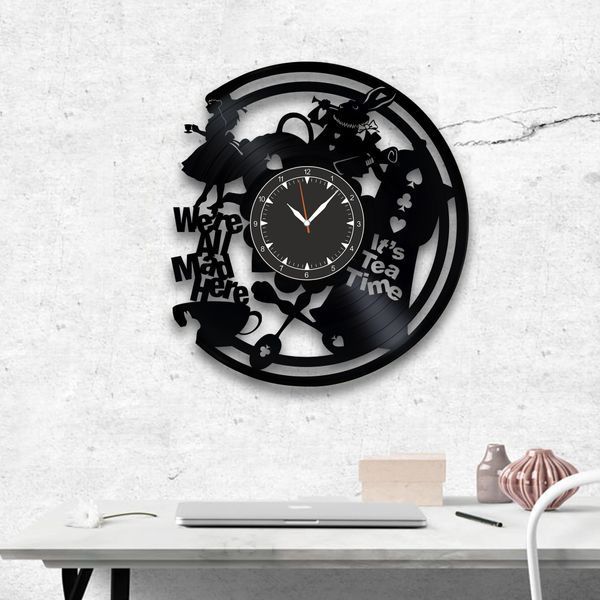Настінний вініловий годинник Аліса в країні чудес, діаметр 30см Vinyl-Clock-C-Alice in Wonderland-5 фото