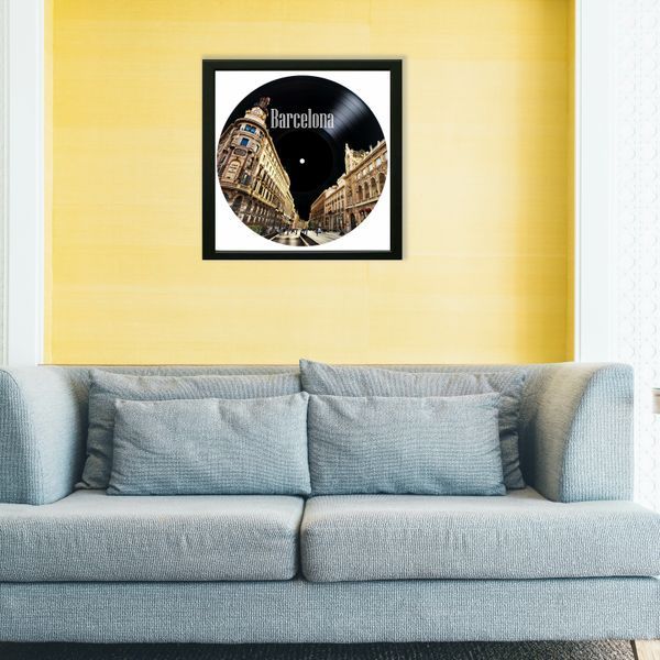 Vinyl Record Decor in a Wooden Frame Barcelona 14" 20-4-1 photo