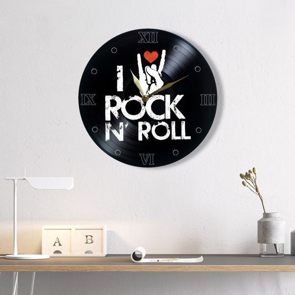 Настінний вініловий годинник Love Rock n roll, діаметр 30см UF-Clock-Love Rock n roll-1 фото
