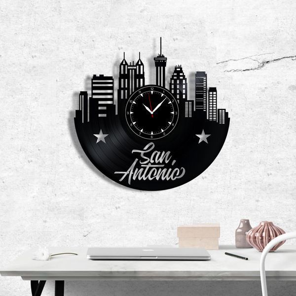 Wall Vinyl Record Clock San Antonio 12" 34-1-1 photo