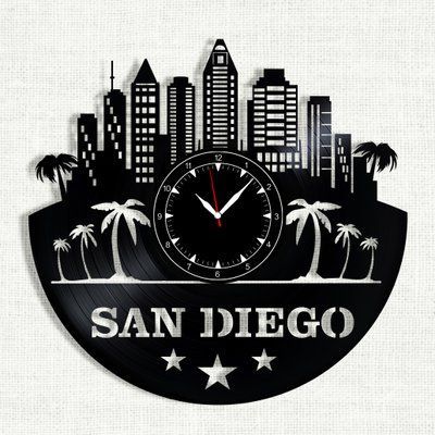 Wall Vinyl Record Clock San Diego 12" 35-1-1 photo
