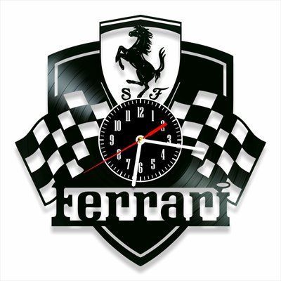 Настінний вініловий годинник Феррарі, діаметр 30см Vinyl-Clock-Ferrari-1 фото