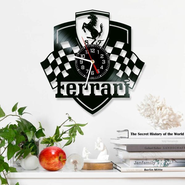 Настінний вініловий годинник Феррарі, діаметр 30см Vinyl-Clock-Ferrari-1 фото