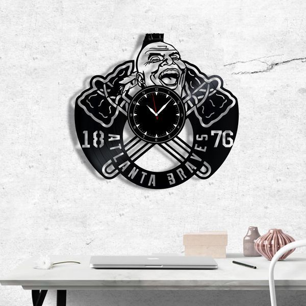 Настінний вініловий годинник Атланта Брейвз&nbsp;, діаметр 30см Vinyl-Clock-Atlanta Braves-1 фото