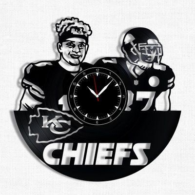 Настінний вініловий годинник Канзас-Сіті Чіфс, діаметр 30см Vinyl-Clock-Kansas City Chiefs-1 фото