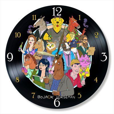 Настінний вініловий годинник Кінь БоДжек, діаметр 30см UF-Clock-C-BoJack Horseman-2 фото