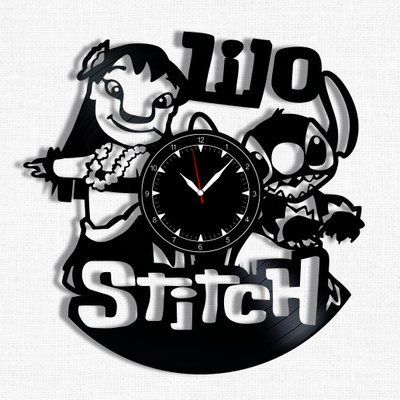 Настінний вініловий годинник Ліло і Стіч, діаметр 30см Vinyl-Clock-C-Lilo & Stitch-2 фото