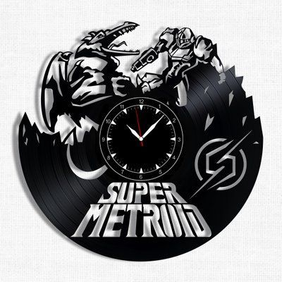 Настінний вініловий годинник Метроїд, діаметр 30см Vinyl-Clock-Super Metroid-2 фото