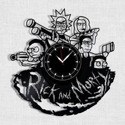 Настінний вініловий годинник Рік та Морті, діаметр 30см Vinyl-Clock-C-Rick and Morty-2 фото