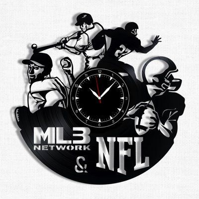 Настінний вініловий годинник Бейсбол і футбол, діаметр 30см Vinyl-Clock-Baseball and football-1 фото