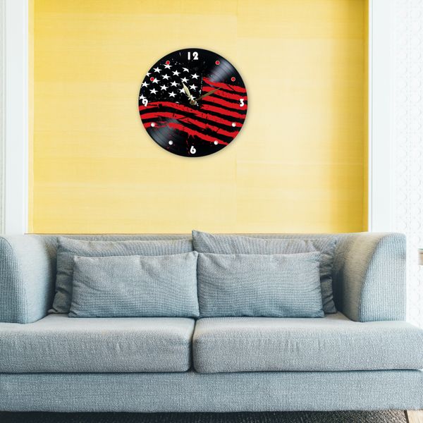 Wall Vinyl Record Clock US flag 12" UF-Clock-US flag-1 photo