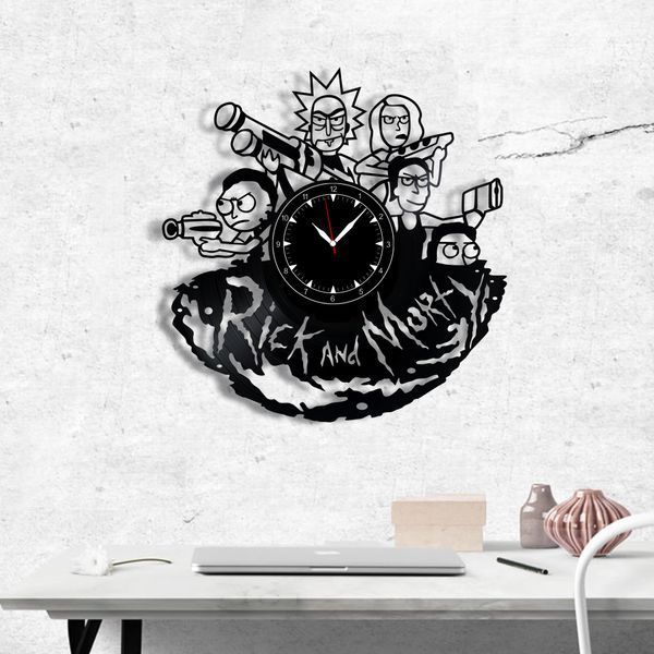Настінний вініловий годинник Рік та Морті, діаметр 30см Vinyl-Clock-C-Rick and Morty-2 фото