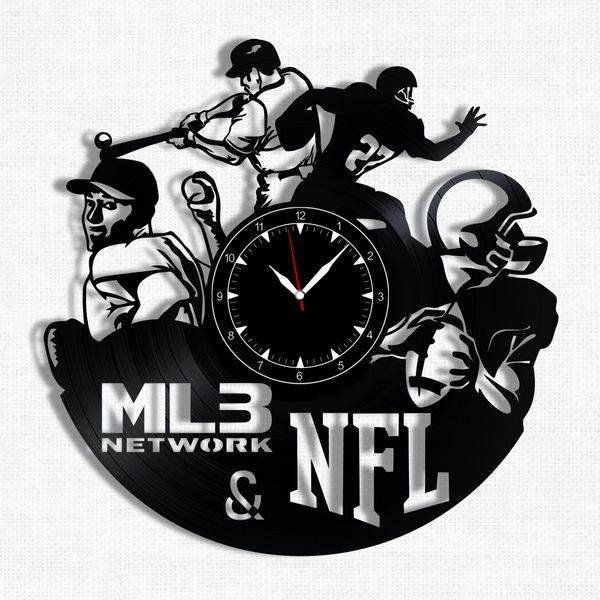 Wall Vinyl Record Clock Baseball and football 12" Vinyl-Clock-Baseball and football-1 photo