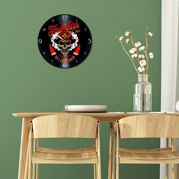 Wall Vinyl Record Clock Firefighter 12" 100-2-1 photo