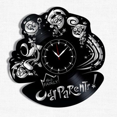 Настінний вініловий годинник Чарівні батьки, діаметр 30см Vinyl-Clock-C-The Fairly OddParents-1 фото