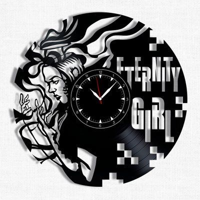 Настінний вініловий годинник Дівчина-вічність, діаметр 30см Vinyl-Clock-C-Eternity Girl-1 фото