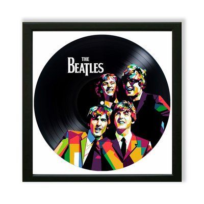 Настінний вініловий декор в дерев'яній рамці The Beatles, розміром 36см 580-4-1 фото
