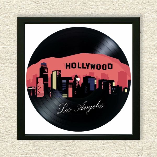 Vinyl Record Decor in a Wooden Frame Los Angeles 14" UF-Frame-Los Angeles-1 photo